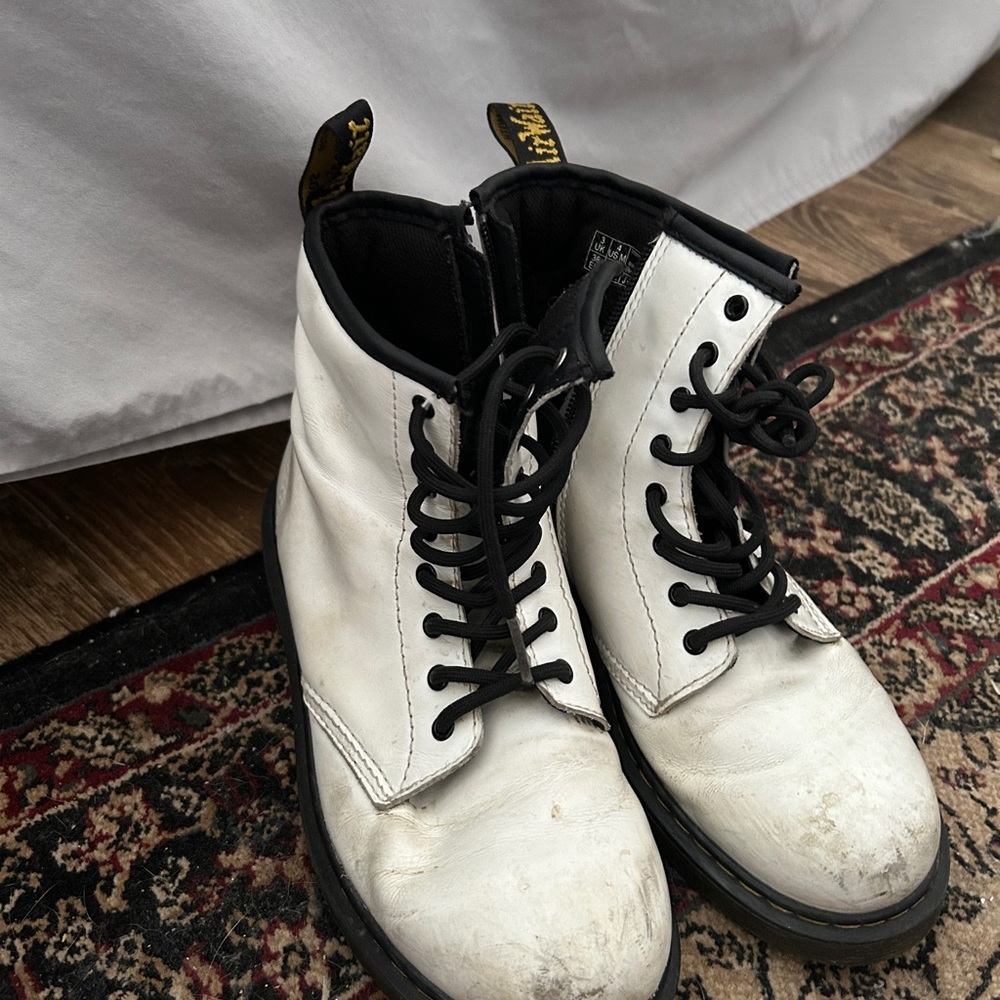 White Dr. Martens Leather Boots